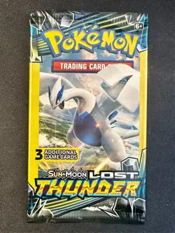 Lost Thunder 3 Card Booster Pack Pokemon TCG Lugia Artwork Brand New Sealed Nm - Image 1