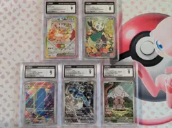5 Card Pokemon Lot 5 Cgc 9 Slabs Eevee 174 Thundurus Pokemon Center Wailord Pins - Image 1