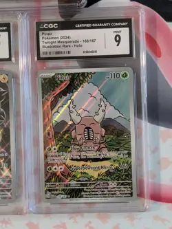 5 Card Pokemon Lot 5 Cgc 9 Slabs Eevee 174 Thundurus Pokemon Center Wailord Pins - Image 2