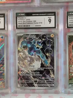 5 Card Pokemon Lot 5 Cgc 9 Slabs Eevee 174 Thundurus Pokemon Center Wailord Pins - Image 3