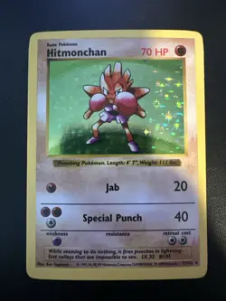 Pokemon TCG Hitmonchan Holo Rare Card Base Set 7/102 - Image 1