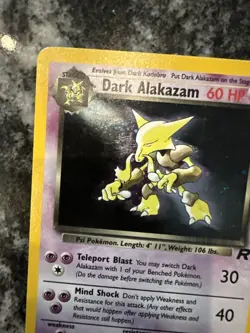 Dark Alakazam 1/82 Holo Team Rocket Pokemon Card 1999 Vintage LP - Image 2
