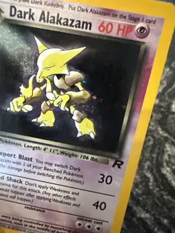 Dark Alakazam 1/82 Holo Team Rocket Pokemon Card 1999 Vintage LP - Image 3
