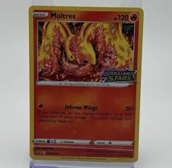 Moltres Sword and Shield Black Star Brilliant Stars Promo Trading Card SWSH185 - Image 1