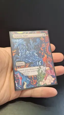 MTG Demonic Tutor Alter Hand Painted Altered Art tribute to Yoshitaka Amano - Image 2