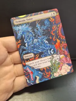MTG Demonic Tutor Alter Hand Painted Altered Art tribute to Yoshitaka Amano - Image 3