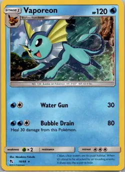 Vaporeon 18/68 Holo Rare Hidden Fates Pokemon Holo Near Mint - Image 1