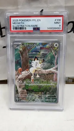 2025 MEOWTH ILLUSTRATION RARE IR FULL ART PHANTASMAL FLAMES POKEMON PSA 9 #106 - Image 2