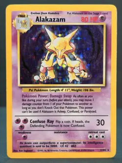 Alakazam 1/102 Unlimited Holo Rare - Pokemon Base Set LP/MP - Image 1