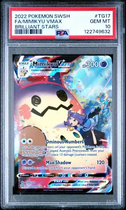 2022 POKEMON SWORD & SHIELD BRILLIANT STARS #TG17 FULL ART/MIMIKYU VMAX PSA 10 - Image 1