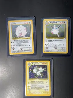 Pokemon Fossil Magneton 11/62 Holo Rare, Chansey 3/130 & Wigglytuff 19/130 Set 2 - Image 1