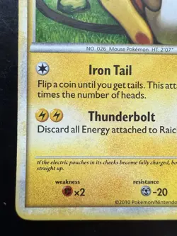 Pokemon 10/123 Raichu HeartGold SoulSilver Holo Rare (LP) - Image 4