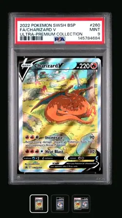 PSA 9 2022 POKEMON CHARIZARD V SWSH260 FULL ART HOLO PROMO SWORD & SHIELD - Image 1