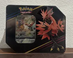 Pokemon TCG Crown Zenith Tin Galarian Zapdos - 5 Booster Packs Damaged Tin - Image 1