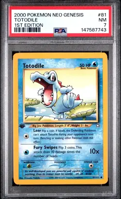 PSA 7 NM 2000 POKEMON NEO GENESIS 1ST EDITION #81 TOTODILE - Image 1