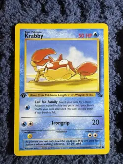 WOTC Pokemon TCG Fossil 1st Edition Krabby 51/62 English 1999 Lot x4 - Image 2