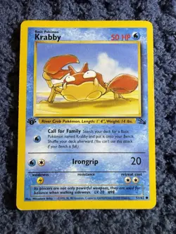 WOTC Pokemon TCG Fossil 1st Edition Krabby 51/62 English 1999 Lot x4 - Image 3