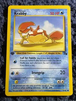 WOTC Pokemon TCG Fossil 1st Edition Krabby 51/62 English 1999 Lot x4 - Image 5