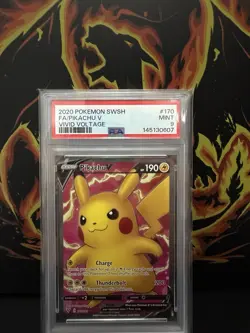 2020 Pokemon SWSH Vivid Voltage Pikachu V Full Art #170/185 PSA 9 - Image 1