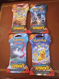 (4) FULL ART SET SURGING SPARKS POKEMON TCG SLEEVED BOOSTER PACKS NEW - Image 1