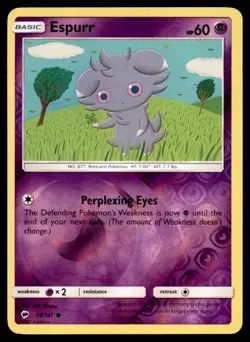 Espurr 59/147 Common Burning Shadows Pokemon Reverse Holo Lightly Played - Image 1