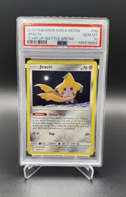 2019 POKEMON SUN & MOON TEAM UP 99/181 JIRACHI BATTLE ARENA - PSA 10 - Image 1