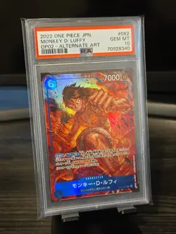 2023 ONE PIECE OP02-PARAMOUNT WAR ALTERNATE ART #062 MONKEY D. LUFFY PSA 10 - Image 1