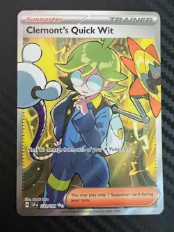 Pokemon TCG Clemont's Quick Wit 229/191 Sv08 Holo Ultra Rare NM - Image 1