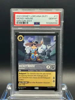 PSA 10 GEM MT 💎 - Mickey Mouse - Musketeer 11 Disney Lorcana Promo Card - Image 1