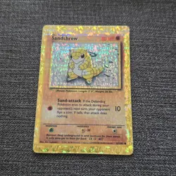 Sandshrew 62/102 Prism HOLO Base Set Vending Golden Sticker Vintage Pokemon Card - Image 1