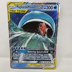 Pokemon Magikarp & Wailord GX Tag Team SM166 Holo Black Star Promo Jumbo Card - Image 1