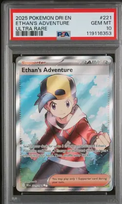 2025 POKEMON DRI EN-DESTINED RIVALS ULTRA RARE #221 ETHAN'S ADVENTURE PSA 10 - Image 1
