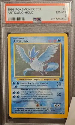 1999 POKEMON FOSSIL ARTICUNO 2/62 HOLO PSA 6 - Image 1