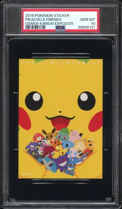 2018 POKEMON OSAKA-KANSAI EXPO2025 STICKERS PIKACHU & FRIENDS PSA 10 - Image 1