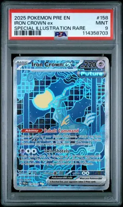 PSA 9 Pokemon Iron Crown Ex 158 Prismatic Evolutions Special Illustration Rare - Image 1