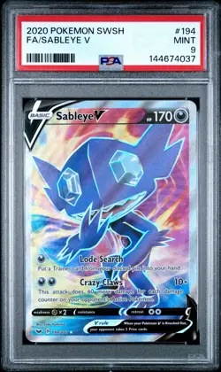 Sableye V - Pokemon Sword & Shield #194 PSA 9.0 - Image 1