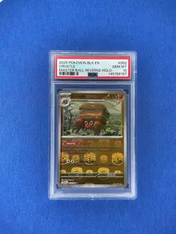 2025 Crustle 052/086 Black Bolt Pokemon Master Ball Reverse Holo PSA 10 Gem Mint - Image 1
