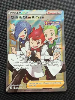 Pokemon Chili & Cilan & Cress Ultra Rare Full Art 258 - 2021 Fusion Strike MP - Image 1