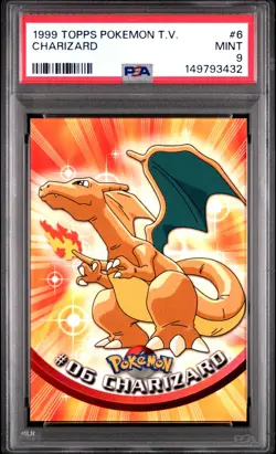 1999 TOPPS POKEMON TV #6 CHARIZARD PSA 9 - Image 1