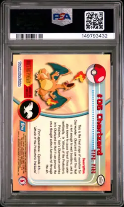 1999 TOPPS POKEMON TV #6 CHARIZARD PSA 9 - Image 2
