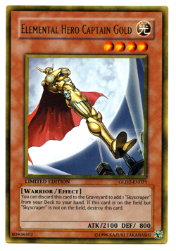 Yugioh! LP Elemental Hero Captain Gold - GLD2-EN025 - Gold Rare - Limited Editio - Image 1