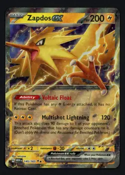 Zapdos ex 145/165 Pokemon Card 151 Double Rare Pokemon TCG - Image 1