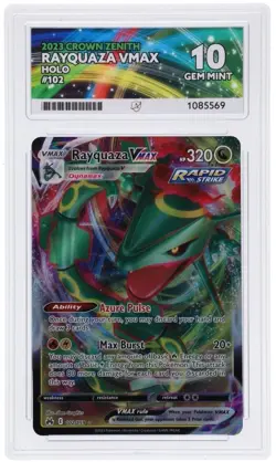 Pokemon TCG Rayquaza VMAX Crown Zenith Card 102/159 Ace Gem Mint 10 - Image 1