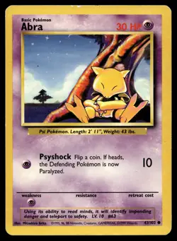 Abra 043/102 Pokemon Base Set Unlimited (MP) - Image 1