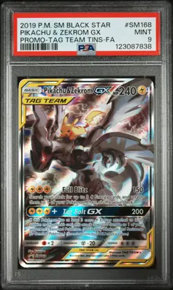 2019 Pokemon Sm Black Star Promo Pikachu & Zekrom Gx Tag Team Fa PSA 9 - Image 1