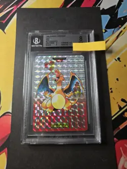 1996 POKEMON BANDAI CARDDASS CHARIZARD #6 RED PRISM HOLO BGS 8 - Image 1