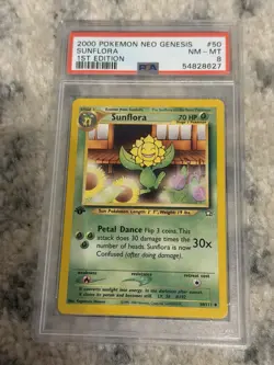 Pokemon 2000 Sunflora 50/111 1st Edition Neo Genesis PSA 8 - Image 1