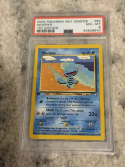 Pokemon Neo Genesis Wooper 82/111 1st Edition Common PSA 8 2000 Card - Image 1