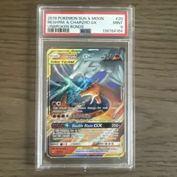 Pokemon PSA 9 MINT Reshiram & Charizard GX 20/214 Unbroken Bonds Holo 2019 #6057 - Image 1
