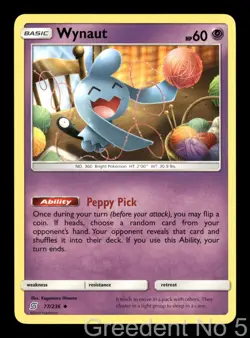 Wynaut 77/236 Uncommon Unified Minds Pokemon Lightly Played - Image 1